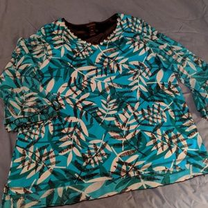 Bell sleeve tunic with beaded neckline